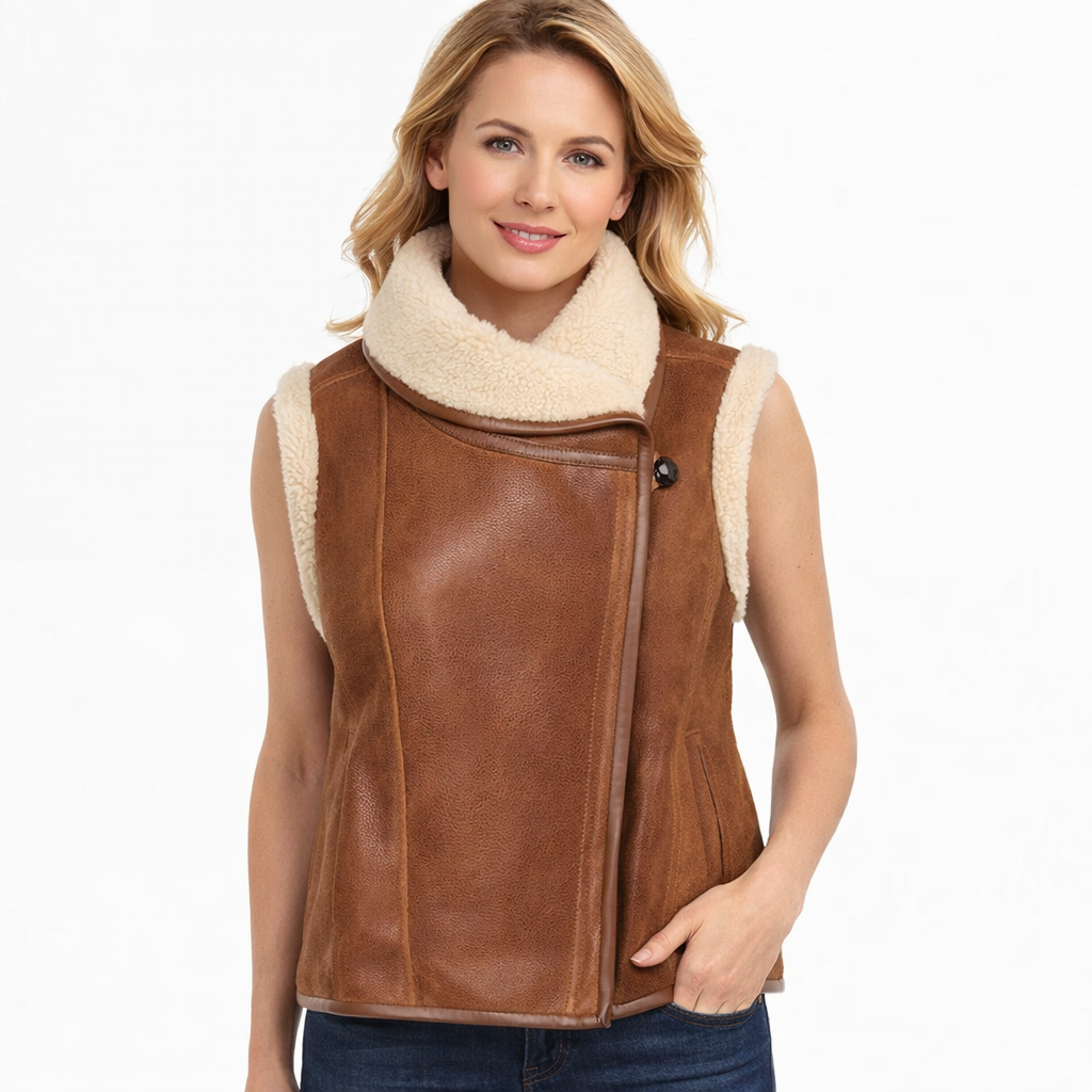 Women’s Brown Isabel Marant Alime Shearling Leather Vest