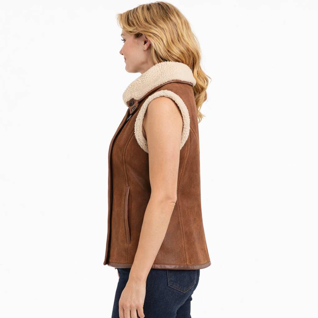 Women’s Brown Isabel Marant Alime Shearling Leather Vest