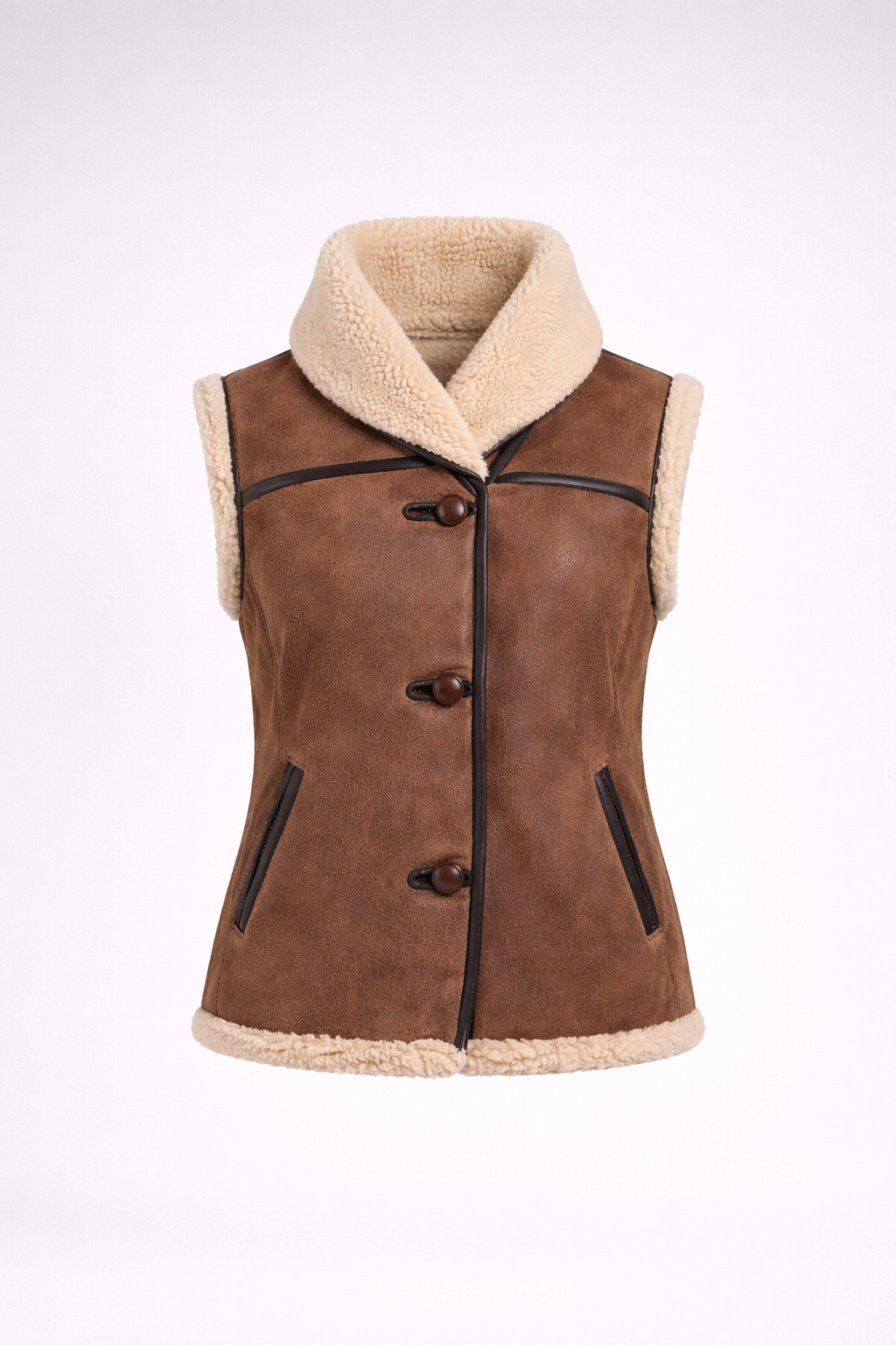 Women’s Brown Isabel Marant Alime Shearling Leather Vest