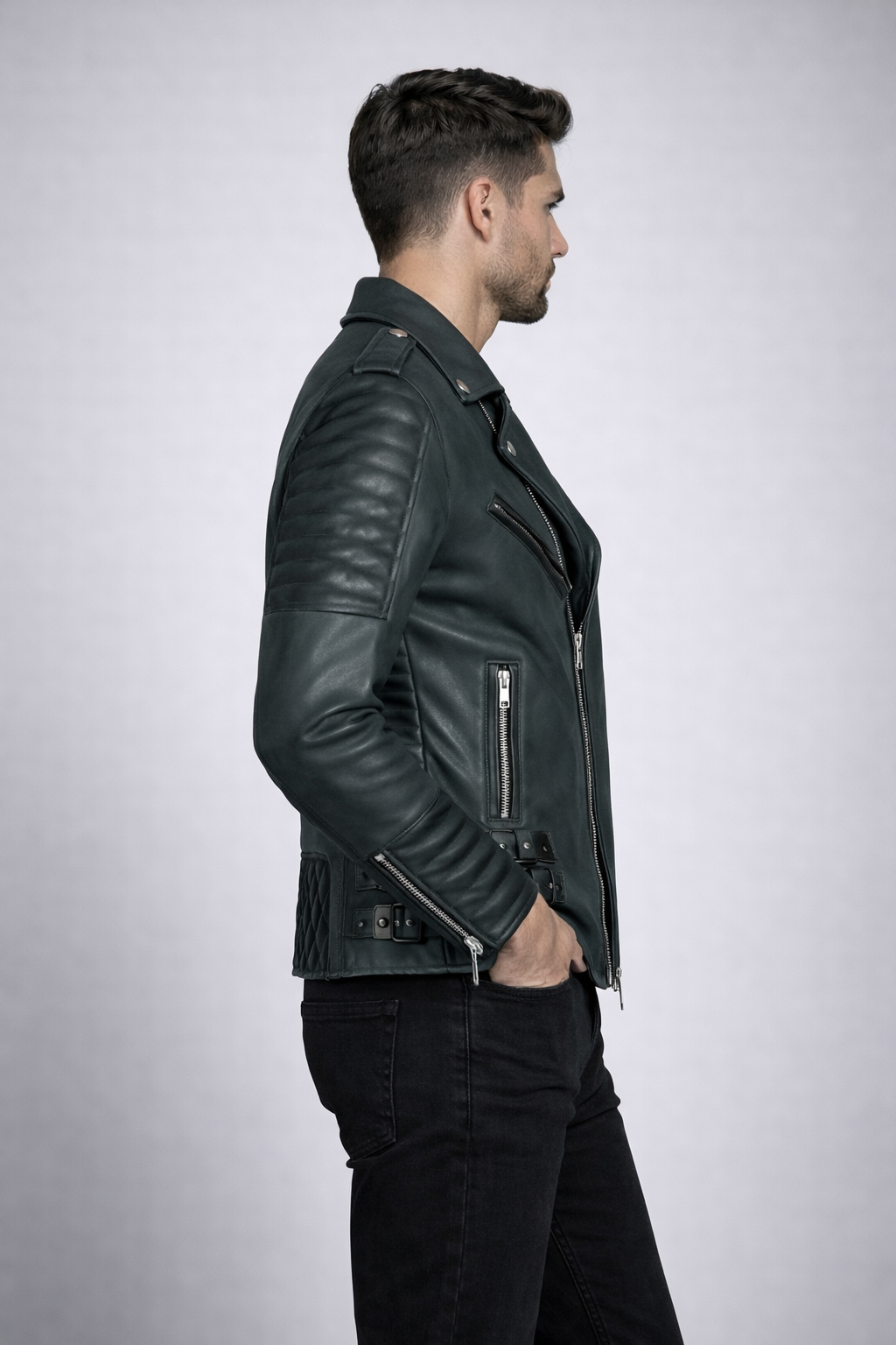 Men's Leather Biker Jacket