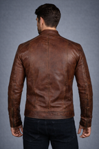 Men's Distressed Brown Motorcycle Leather Jacket