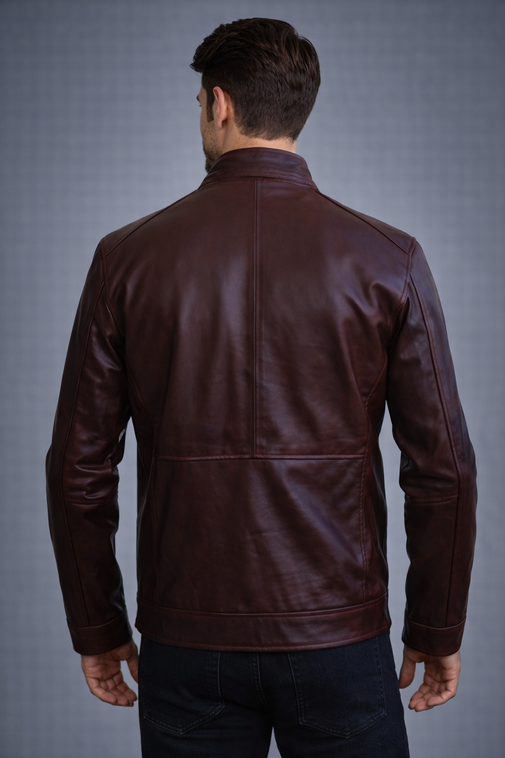 Men's Distressed Maroon Red Leather Jacket
