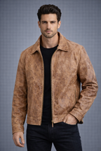 Men's Brown Vintage Distressed Leather Jacket