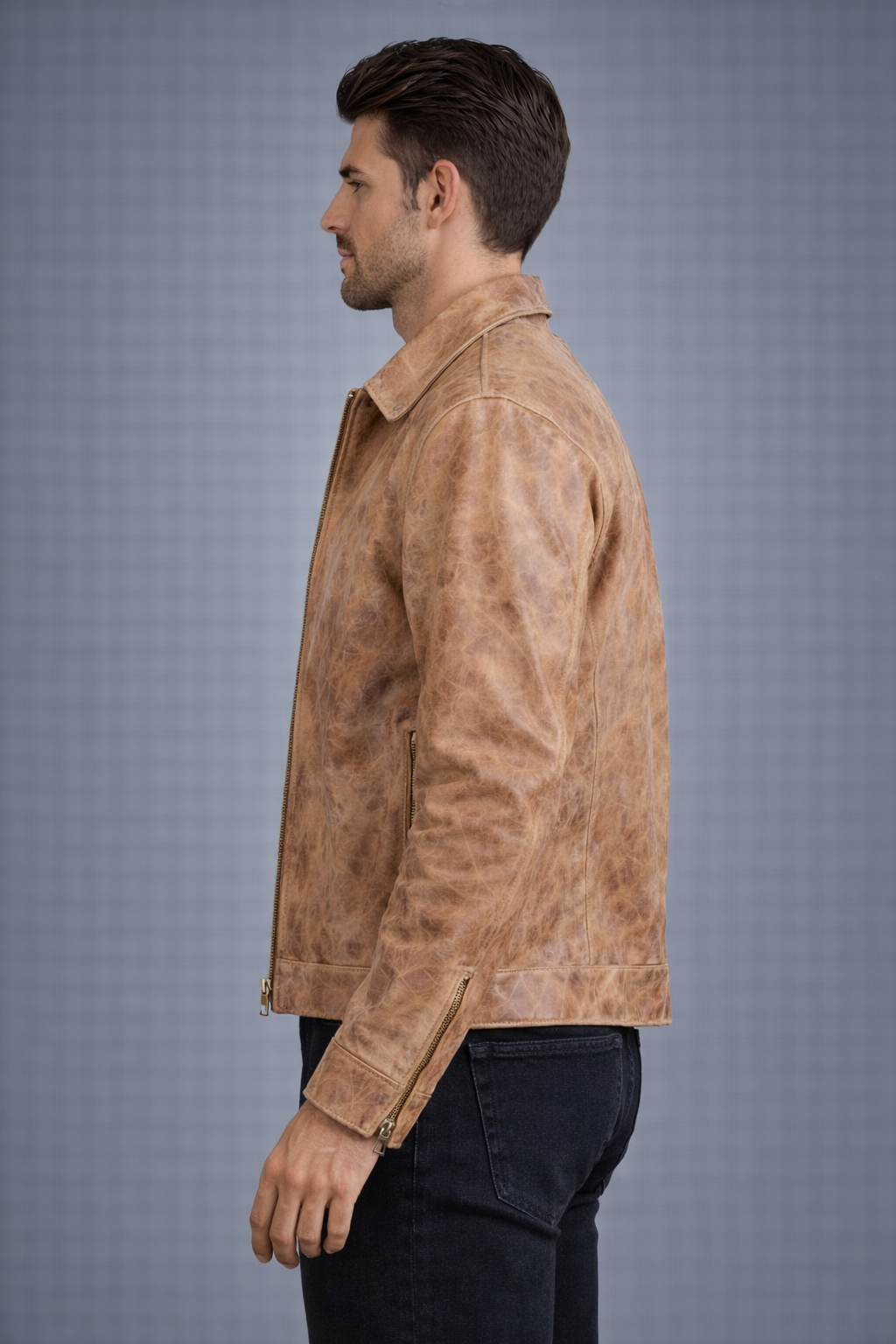 Men's Brown Vintage Distressed Leather Jacket