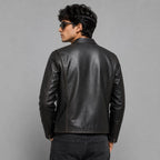 Harley Davidson Black Sleeve Stripe Cowhide Leather Biker Jacket for Men