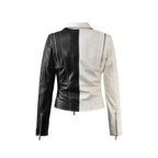 Chic Black & White Women's Leather Jacket