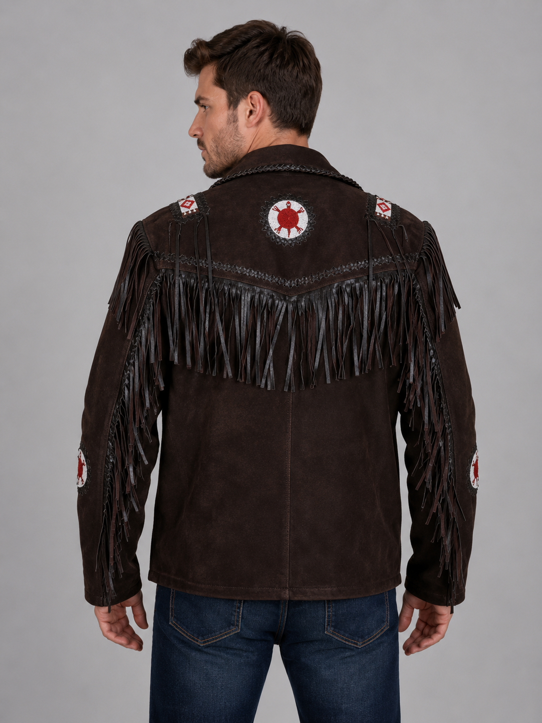Chocolate Brown Leather Jacket with Fringe Details - Bold Look