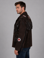 Chocolate Brown Leather Jacket with Fringe Details - Bold Look