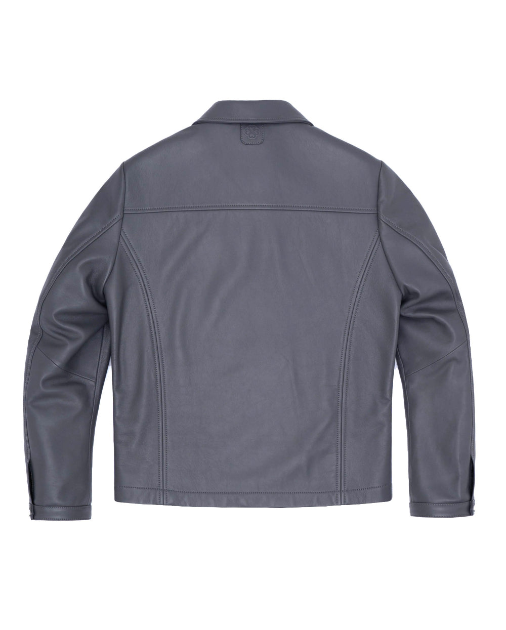 Classic Zip-up Leather Trucker Jacket Grey