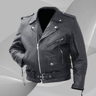 Classic Motorcycle Jacket Solid Genuine Cowhide Black Leather Coat