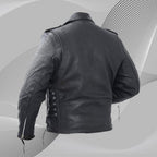 Classic Motorcycle Jacket Solid Genuine Cowhide Black Leather Coat