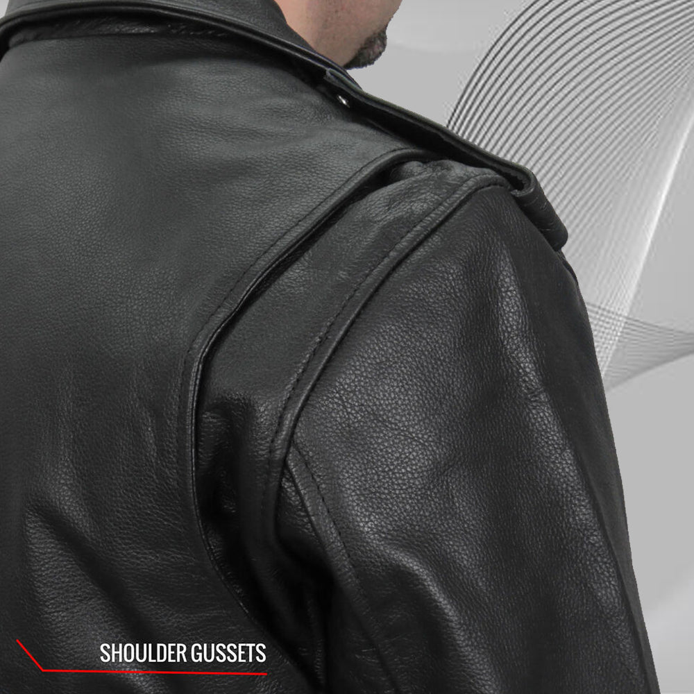 Classic Motorcycle Jacket Solid Genuine Cowhide Black Leather Coat