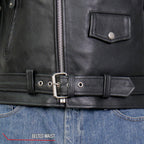Classic Motorcycle Jacket Solid Genuine Cowhide Black Leather Coat