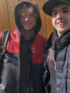 Clay face Tom Rhys Harries Black & Red Leather Jacket