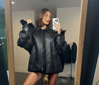 Hailey Bieber Coachella 2024 Oversize Leather Jacket