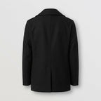 Men’s Black Fleece Peacoat – Classic Double Breasted Winter Coat