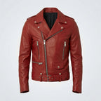 Men's Red Leather Biker Jacket - Bold, Stylish & Real Leather