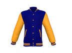 Navy Varsity Letterman Jacket with Gold Sleeves