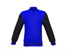 Blue Varsity Letterman Jacket with Black Sleeves