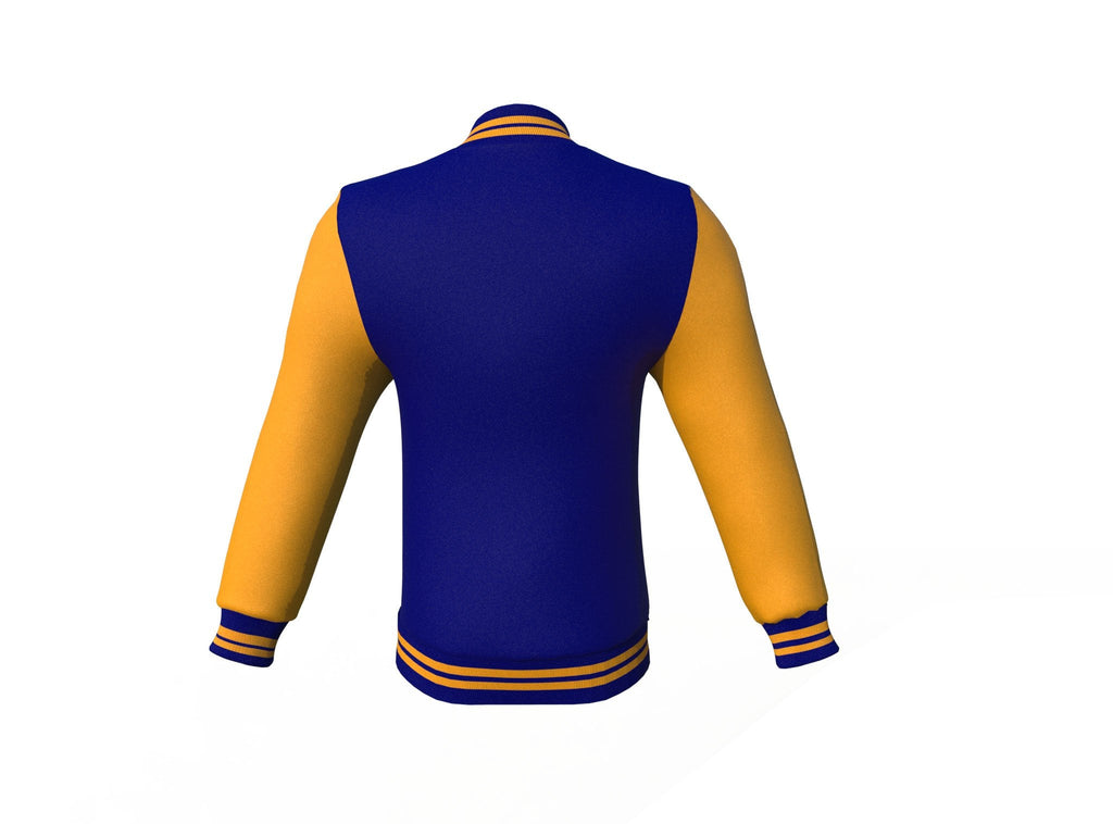 Navy Varsity Letterman Jacket with Gold Sleeves
