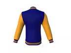 Navy Varsity Letterman Jacket with Gold Sleeves