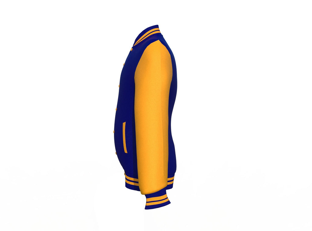 Navy Varsity Letterman Jacket with Gold Sleeves