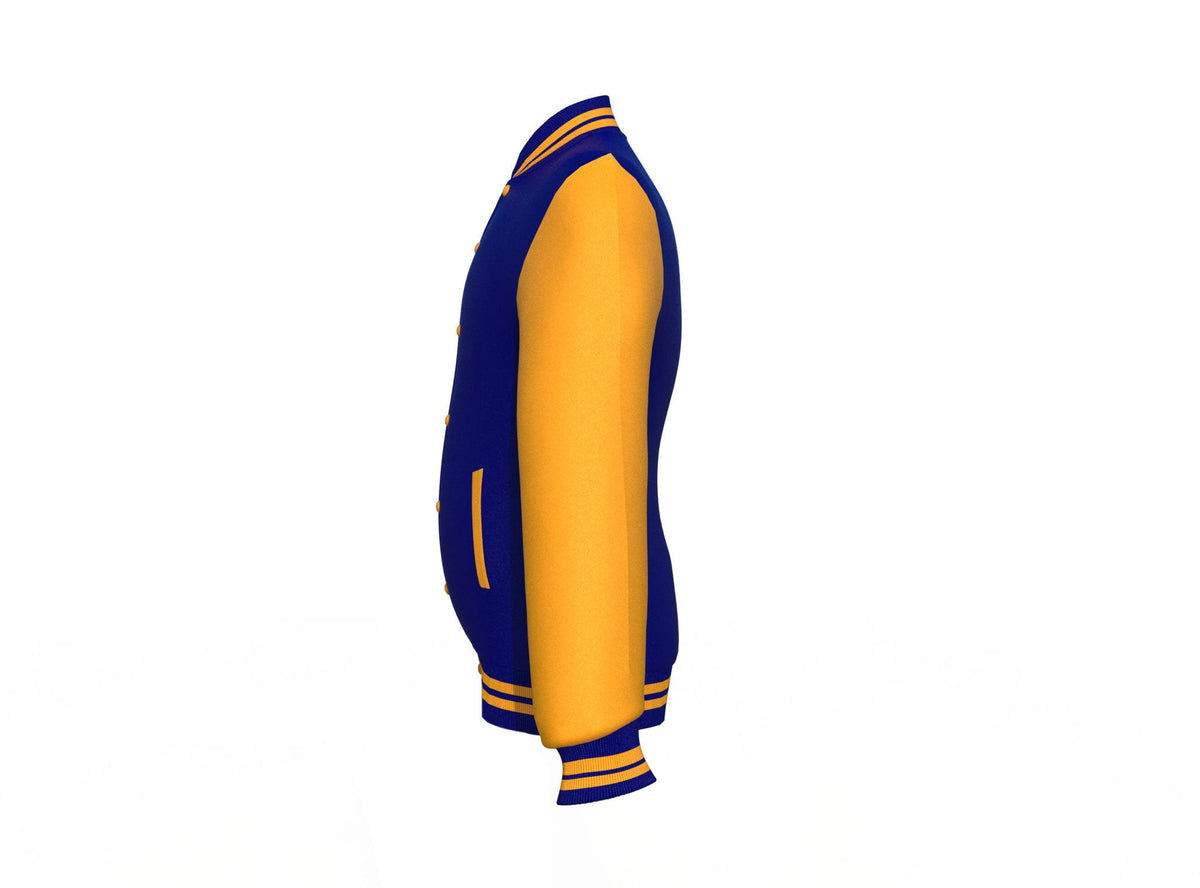 Navy Varsity Letterman Jacket with Gold Sleeves