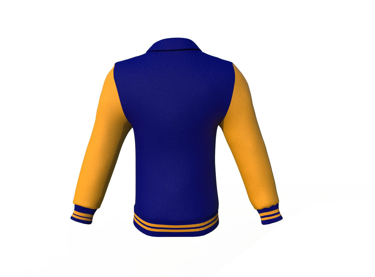 Navy Varsity Letterman Jacket with Gold Sleeves