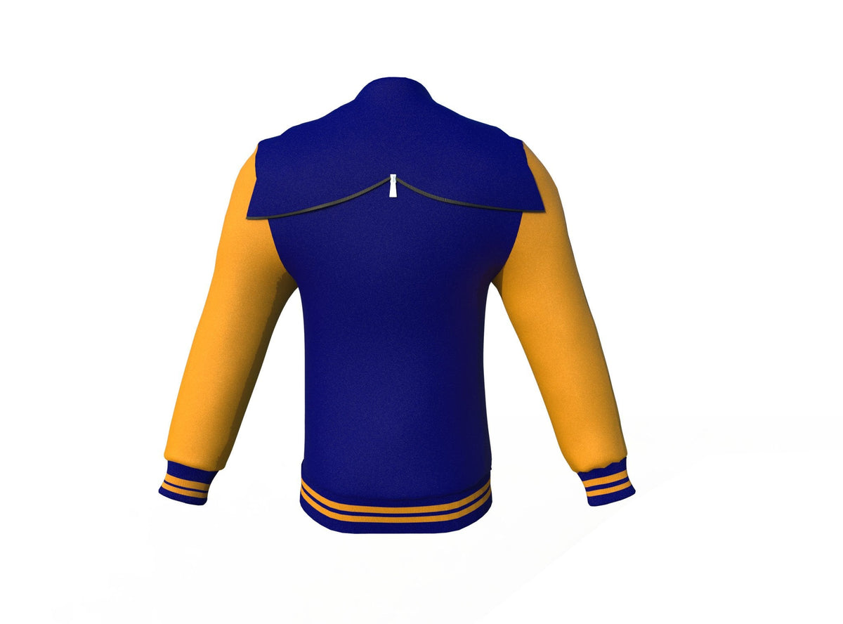 Navy Varsity Letterman Jacket with Gold Sleeves