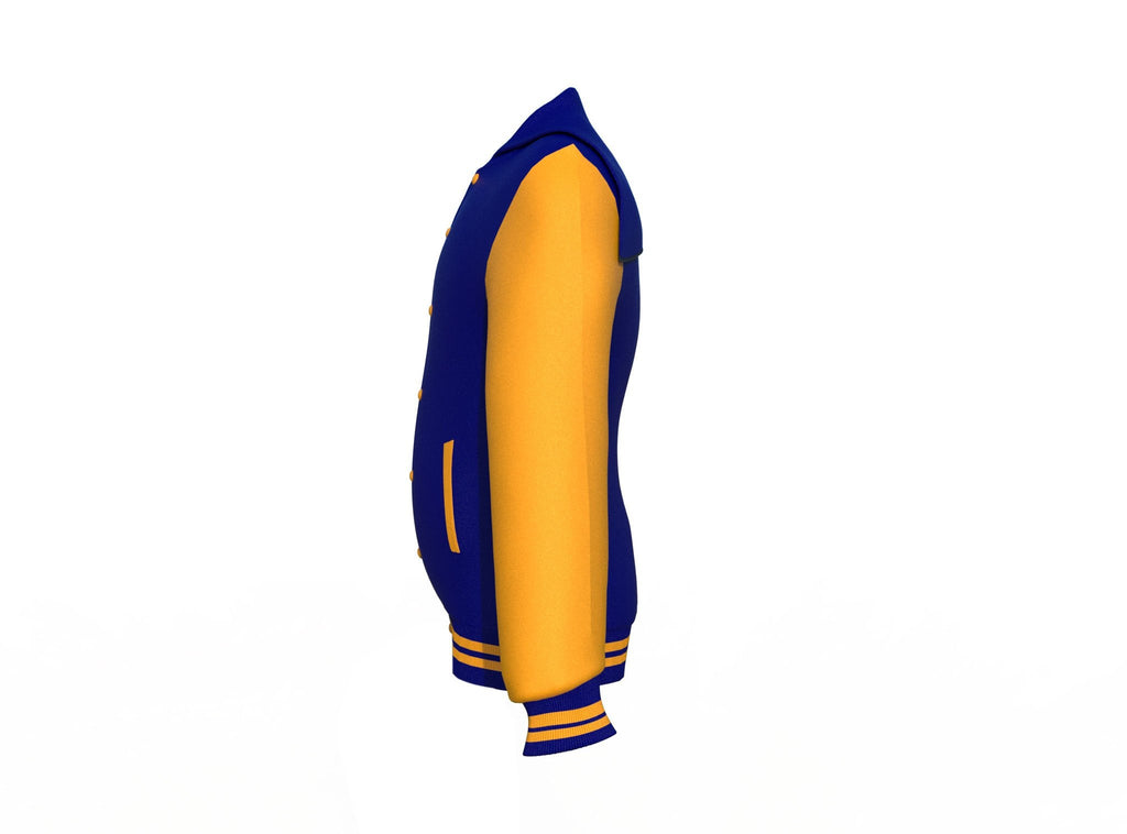 Navy Varsity Letterman Jacket with Gold Sleeves