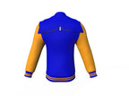 Blue Varsity Letterman Jacket with Gold Sleeves