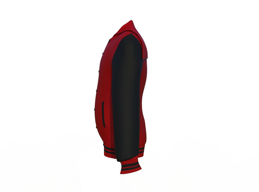 Maroon Varsity Letterman Jacket with Black Sleeves