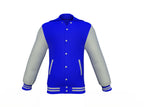 Blue Varsity Letterman Jacket with Grey Sleeves