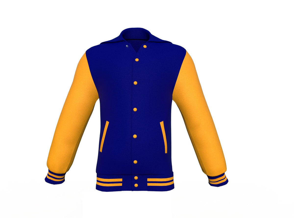 Navy Varsity Letterman Jacket with Gold Sleeves