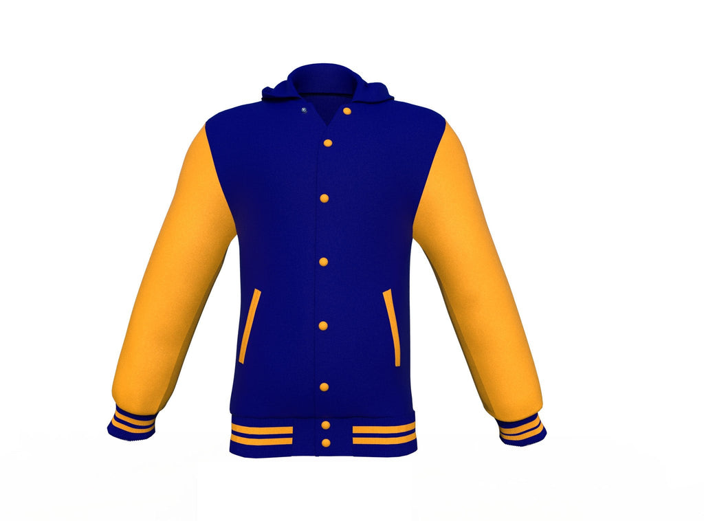 Navy Varsity Letterman Jacket with Gold Sleeves