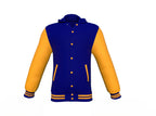 Navy Varsity Letterman Jacket with Gold Sleeves