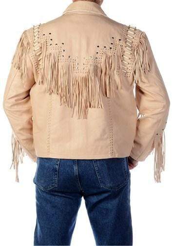 Western Men 1980' Cowboy Cream Color Fringe Jacket