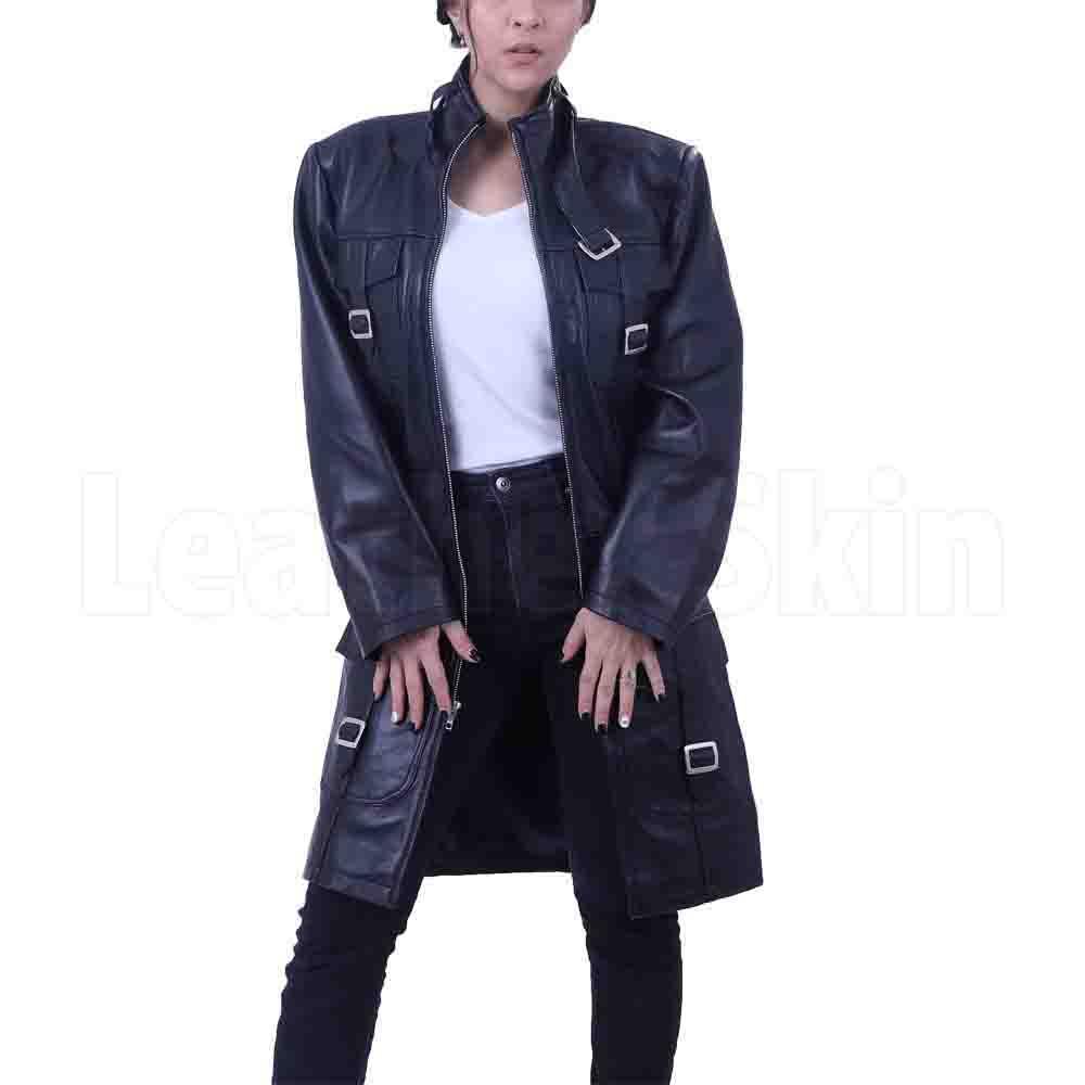 Cowhide Leather Long Coat