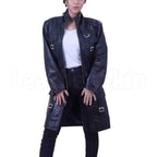 Cowhide Leather Long Coat