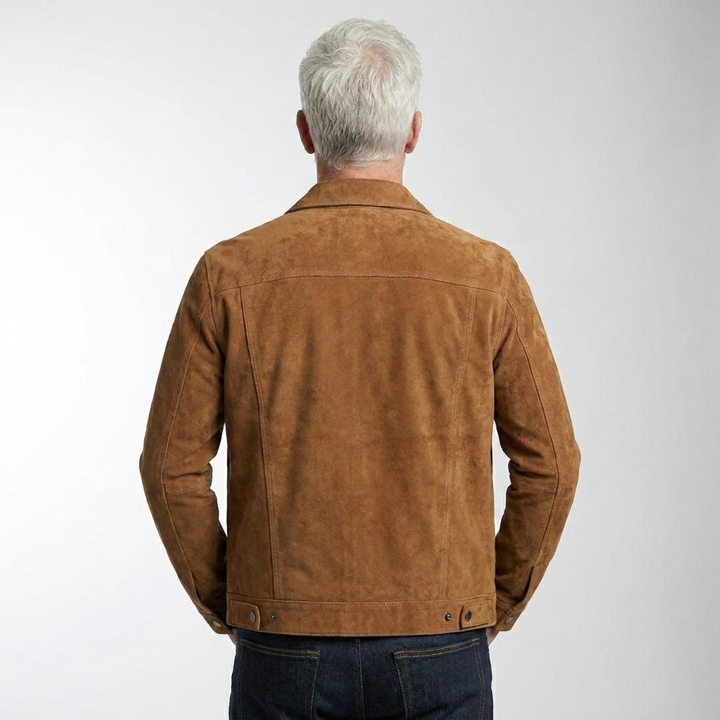 Men’s Heritage Suede Cowboy Jacket – Western Style Leather Trucker Coat