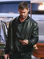 Chris Hemsworth Crime 101 Bomber Leather Jacket
