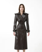 Crocodile Leather Open Back Trench Coat - Luxurious & Statement-Making