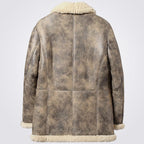 Custom Distressed Sheepskin Shearling Coat For Men