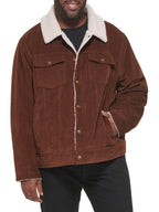 Men's Sheepskin Trucker Leather Jacket in Brown