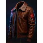 Cyberpunk V Samurai Brown Leather Bomber Jacket for Men