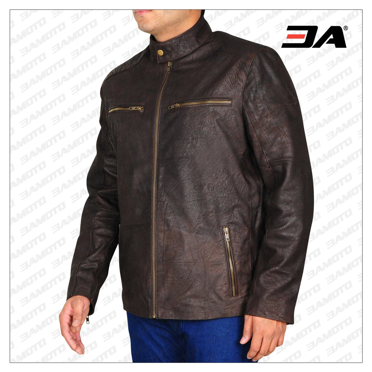 Dark Brown Distressed Leather Jacket