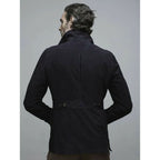 Men's Chocolate Medium Blue Suede Leather Bomber Shirt Jacket - Jeans Style