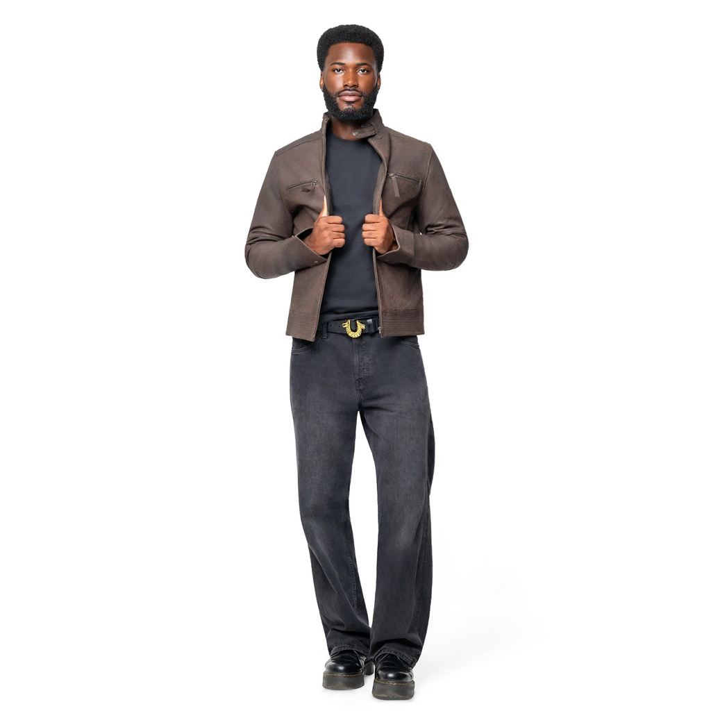 Classic Brown Suede Leather Jacket