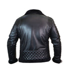 Men’s Black Shearling Sheepskin Asymmetrical Leather B3 Jacket