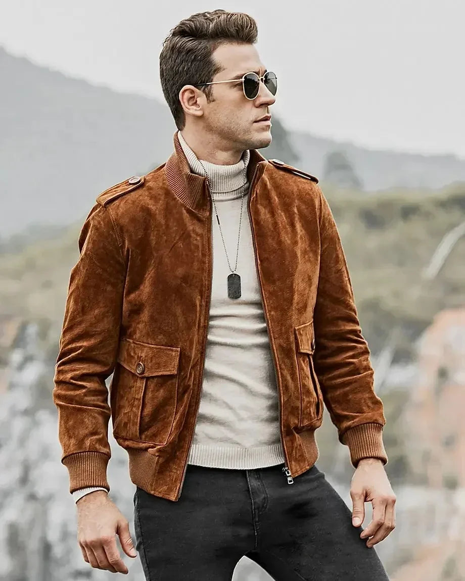 Brown Suede Leather Jacket